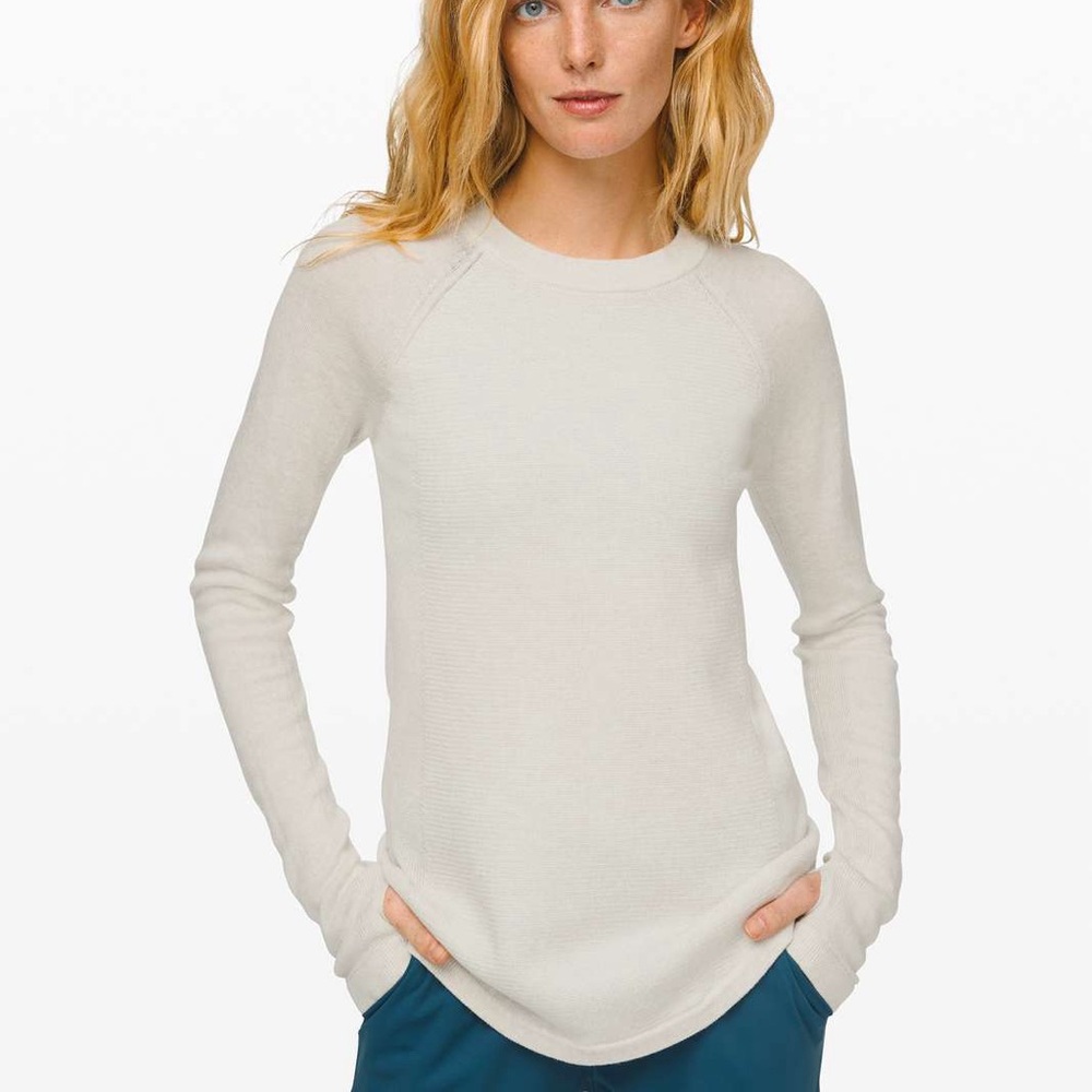 Lululemon Sit In Lotus Sweater Heathered Light Ivory Size 6 Spring Comfy